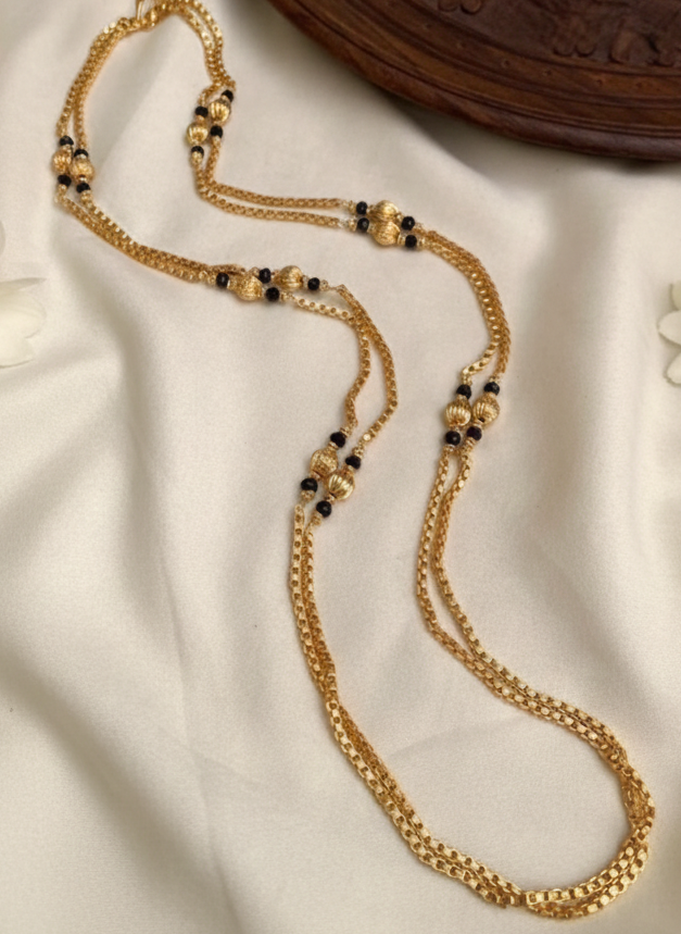 Traditional Red Bead Layered Gold Chain Necklace | Imitation Jewellery I CODE MT 2400