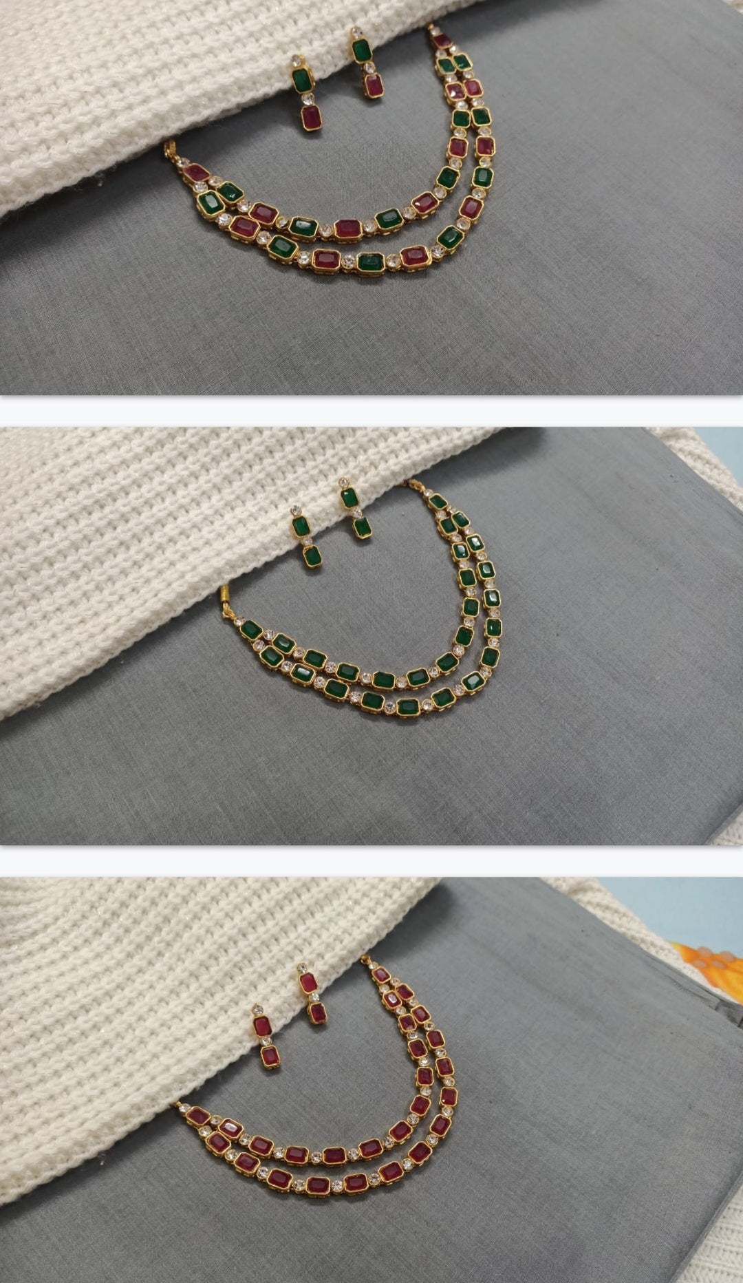 Double layer chocker with glass stones