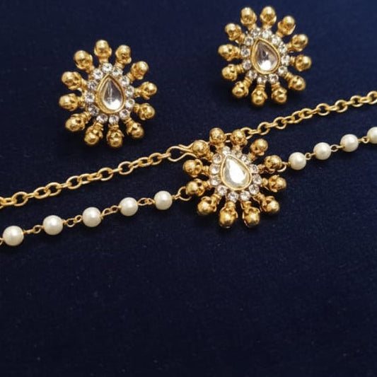 Antique Pearl Choker Set with Stud Earrings – Premium Imitation Jewellery | Saanvi by Rajan I Colours: Red,Green & Whitei