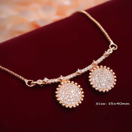 Rose Gold Dual CZ Drop Pendant Necklace | Elegant Imitation Jewellery I JB99126