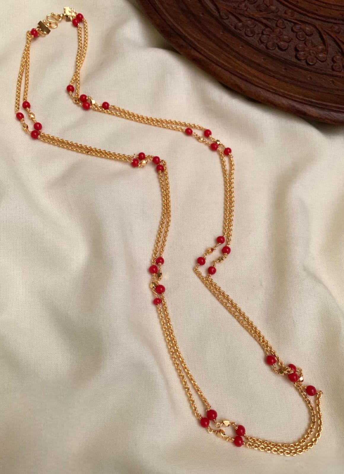 Minimal Pearl Layered Gold Chain Necklace | Elegant Imitation Jewellery CODE NK 1500