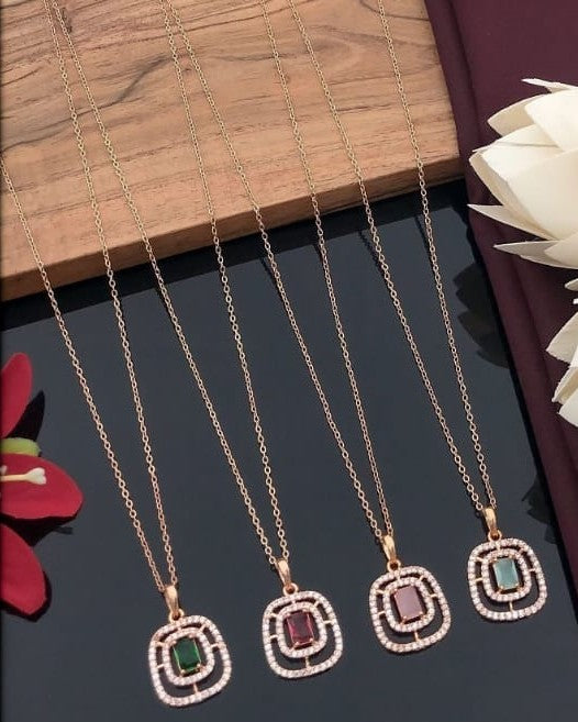 Square Crystal Pendant Necklace for Women | Elegant Party & Daily Wear Jewellery