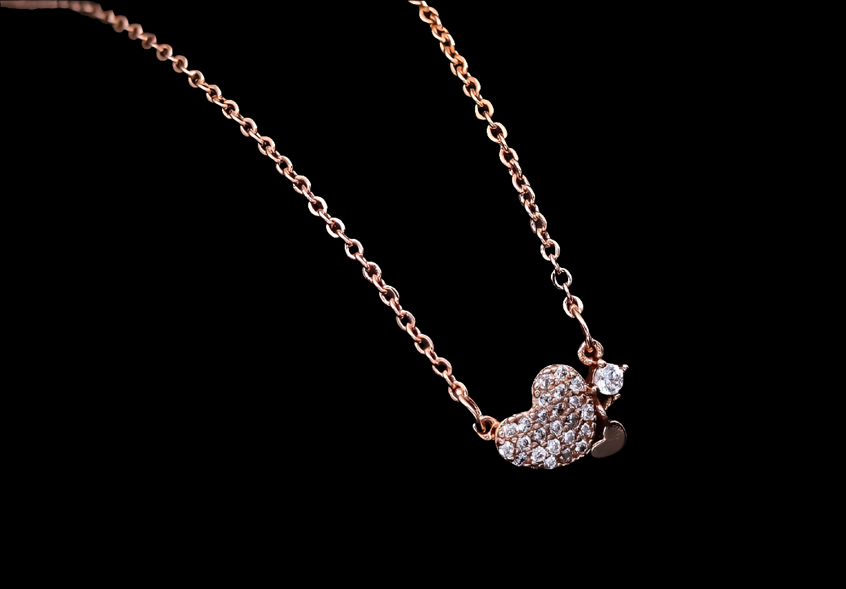 CZ ROSEGOLD CHAIN WITH HEART ❤️ PENDANT