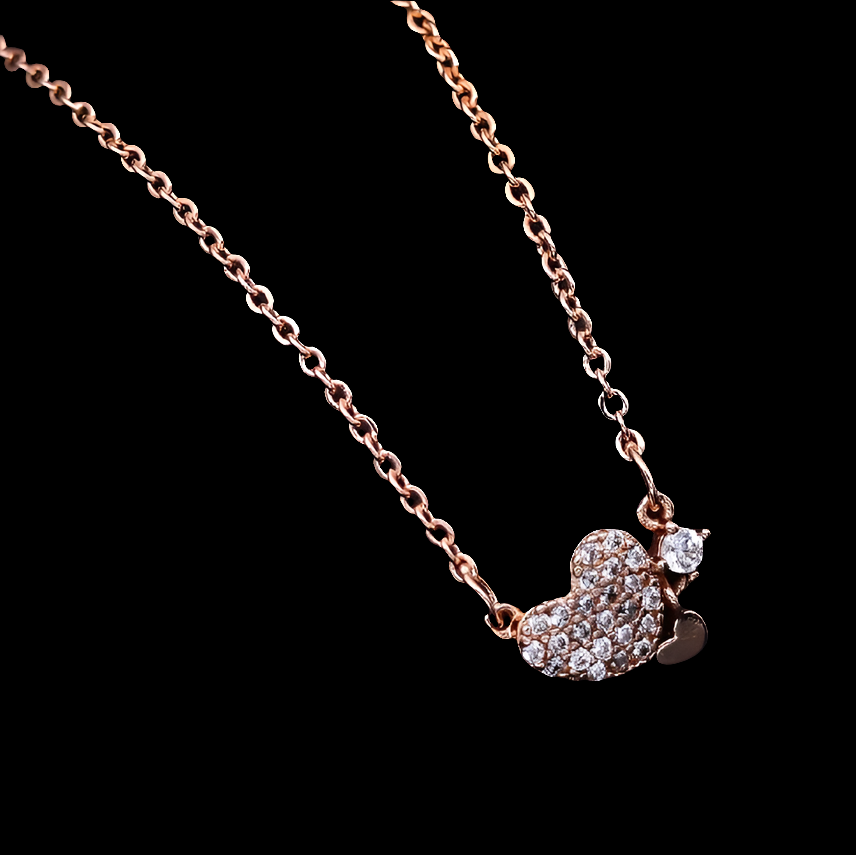CZ ROSEGOLD CHAIN WITH HEART ❤️ PENDANT