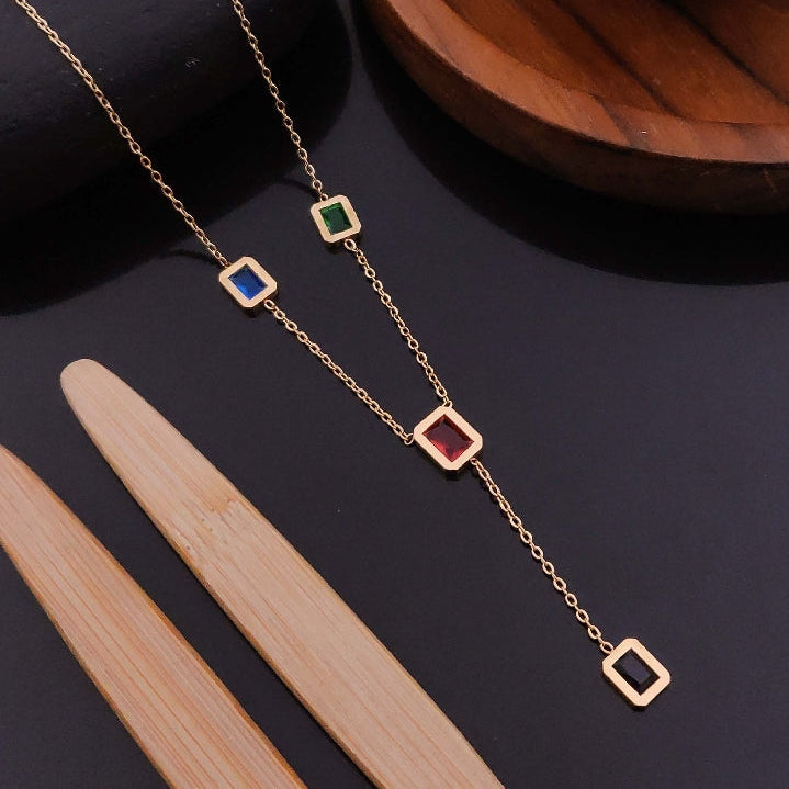 Multicolor Stone Chain Necklace – Elegant Daily Wear Jewellery Code: SP1501