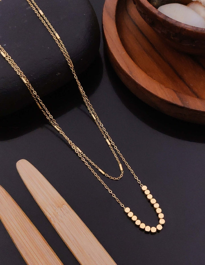 Layered Necklace set – Minimal Coin Drop Design for Daily Wear I Code SP1650