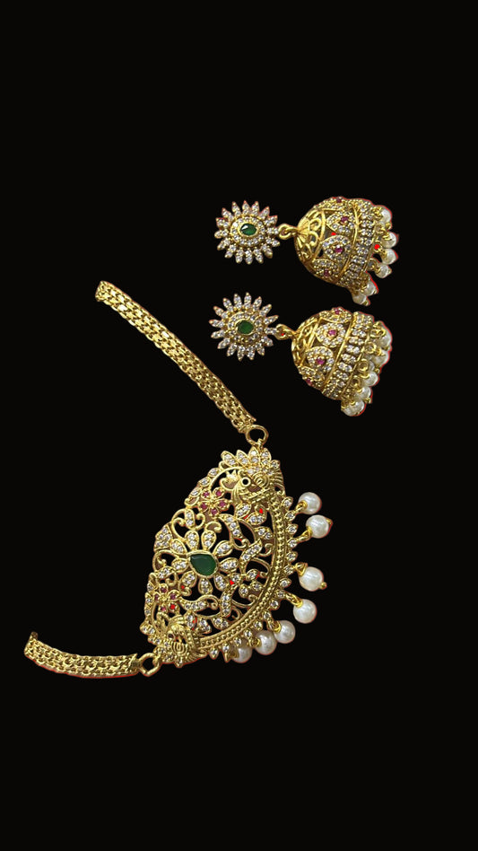Floral Pendant Necklace Set with Traditional Pearl Jhumkas | Exquisite Bloom Collection