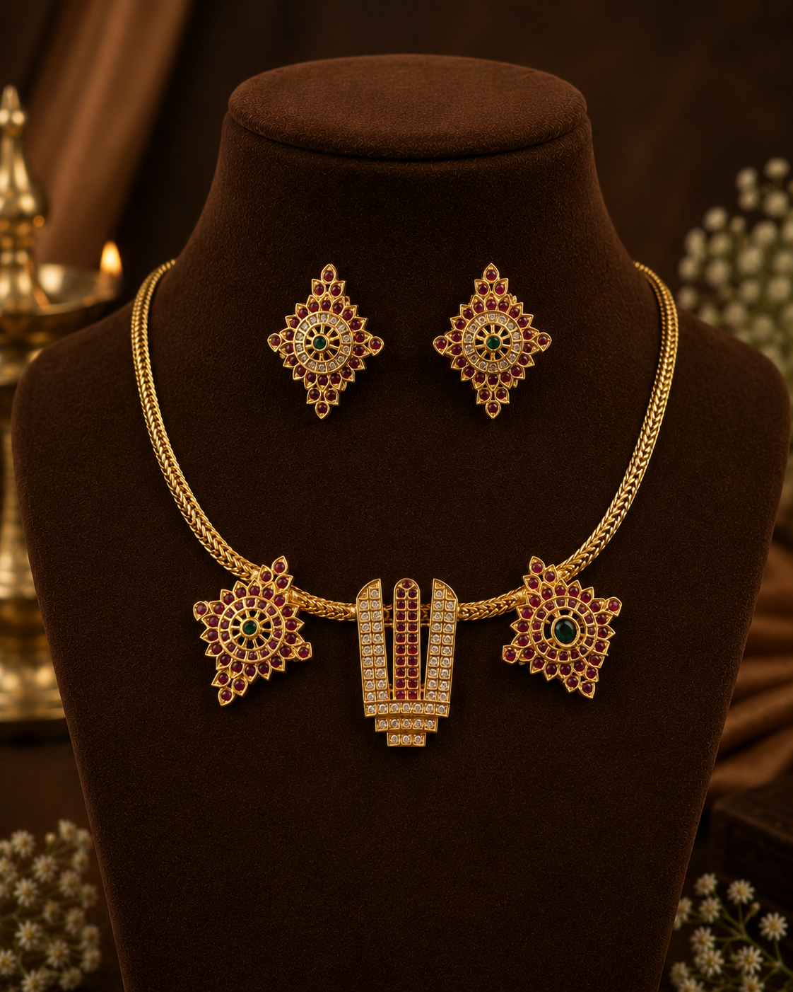 Sri Venkatesa Necklace Set :Code KJ2150