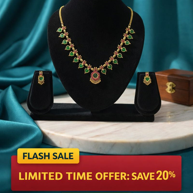 Palakka Necklace – Antique Gold Finish South Indian Temple Jewellery | Flash Sale 20% OFF