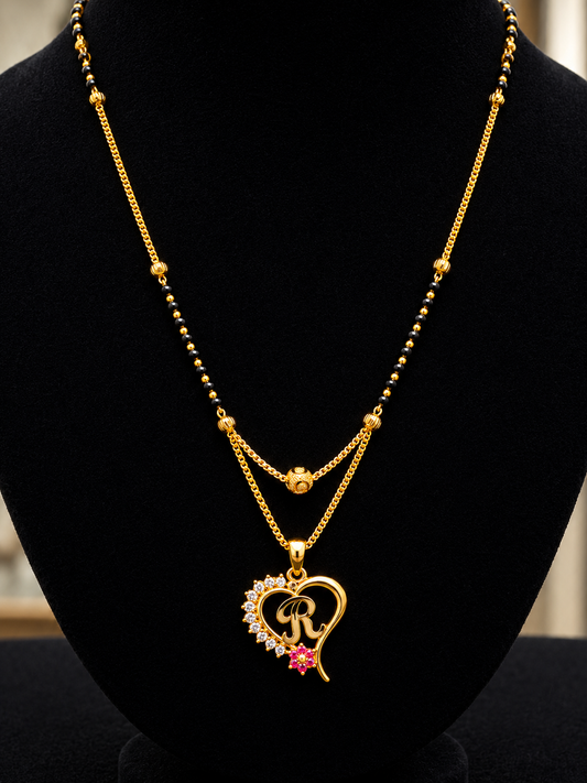 ✨ Personalized Alphabet Mangalsutra Pendant 💛
