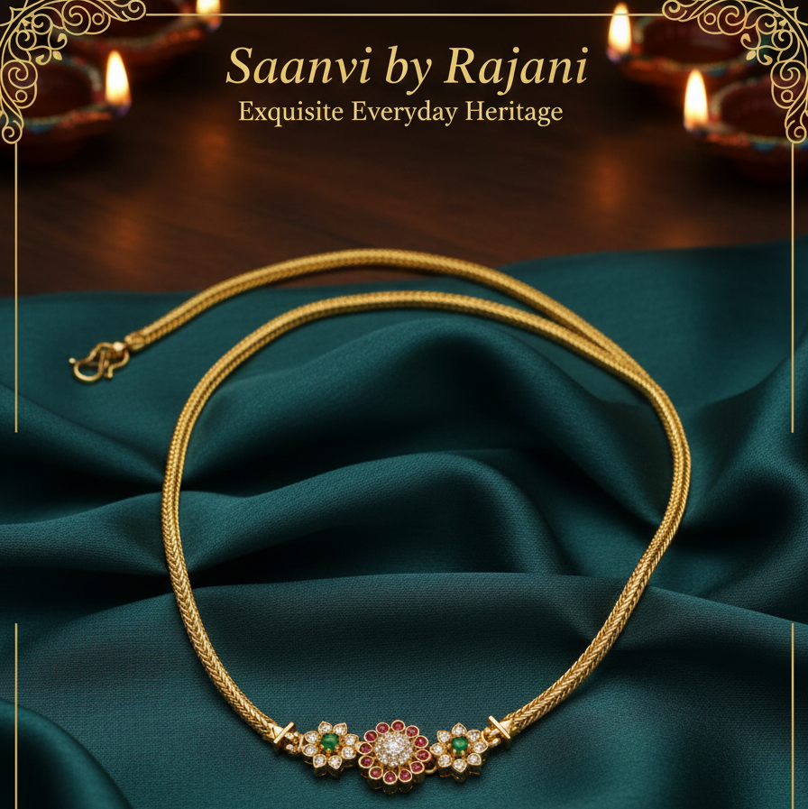 Traditional South Indian Gold-Finish Kemp Choker Necklace | Bridal & Festive Temple Jewellery – Saanvi by Rajani