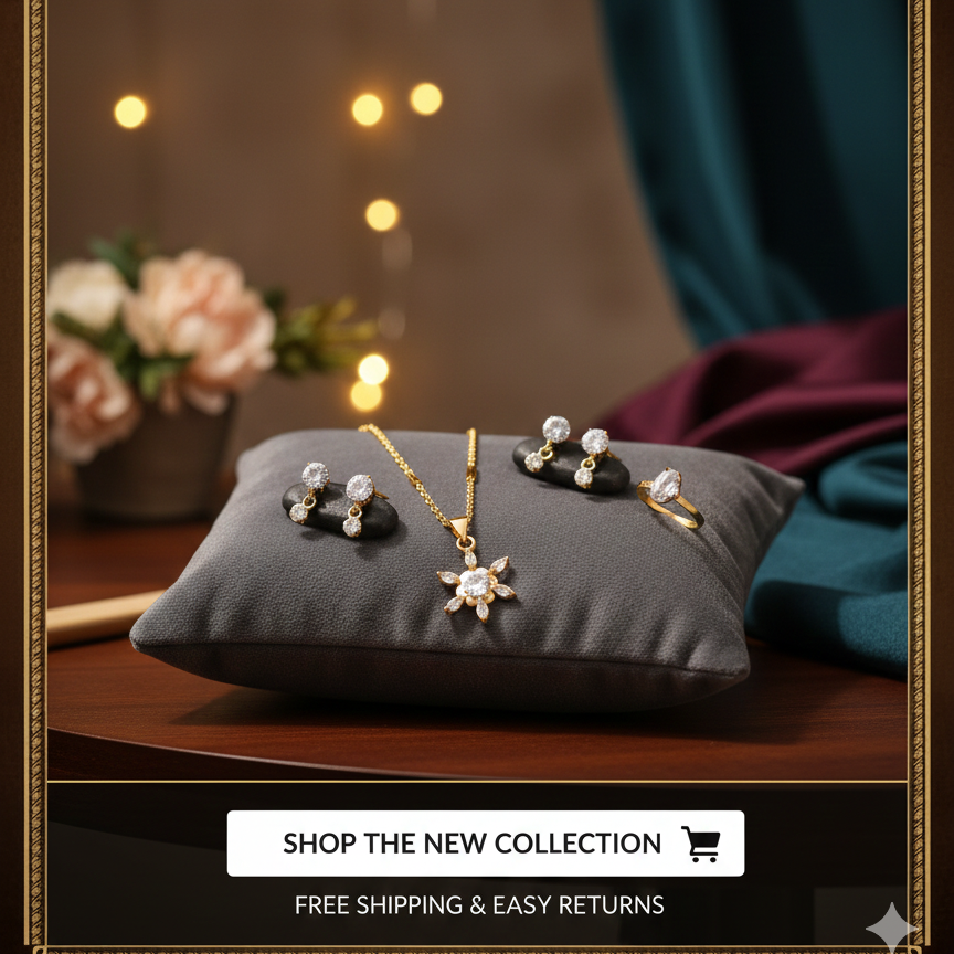 Star Pendant Necklace Set with CZ Stones | Daily Wear & Party Jewelry