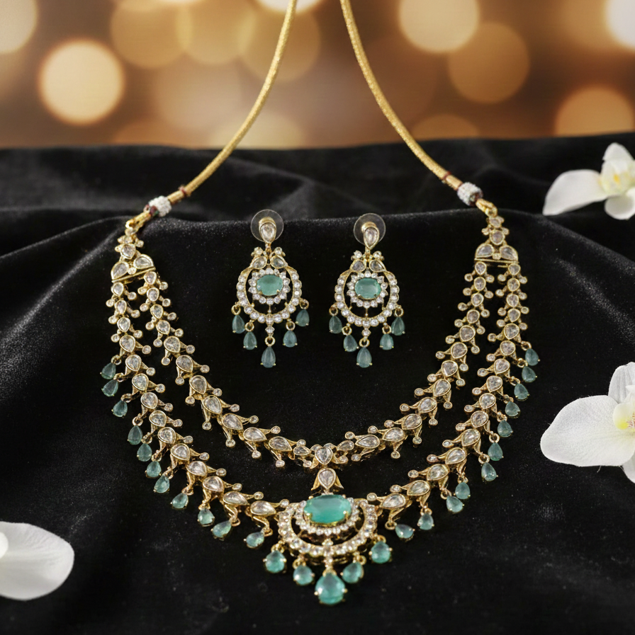 Kundan Necklace Set EKAD1 | Bridal & Temple Style Imitation Jewellery for Weddings & Festive Wear