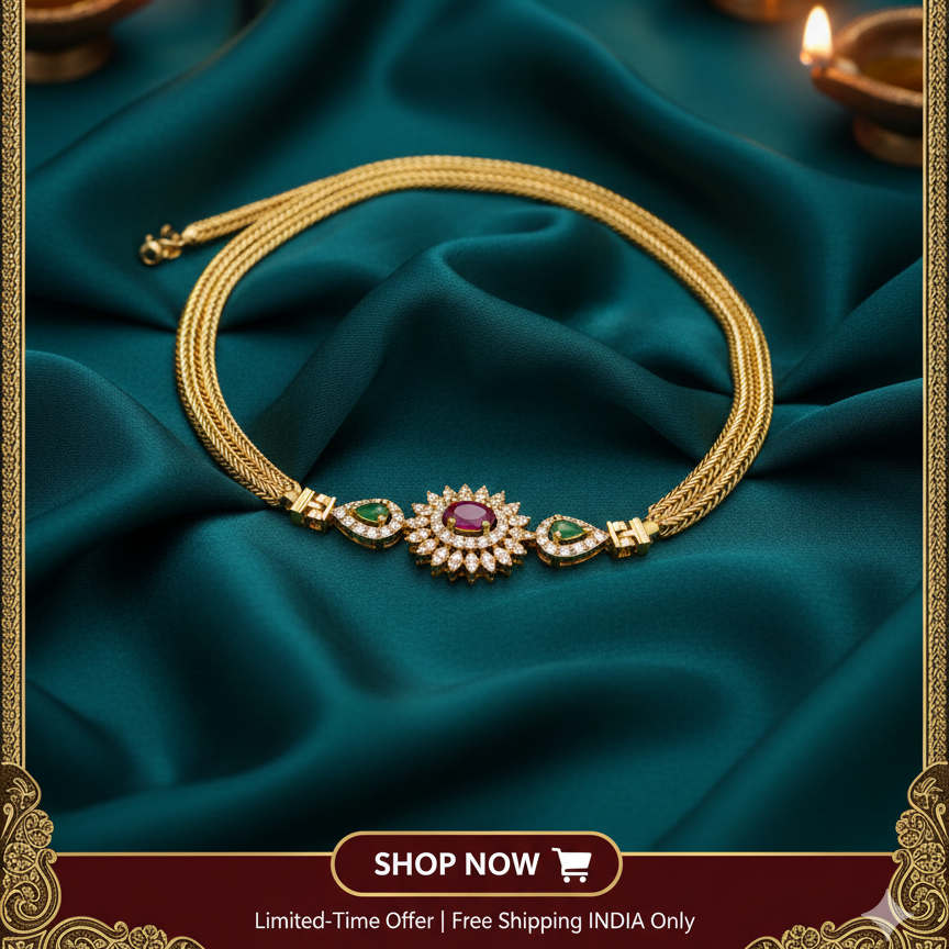 Traditional South Indian Temple Style Necklace for Women | Premium Imitation Gold Jewelry – Saanvi by Rajani