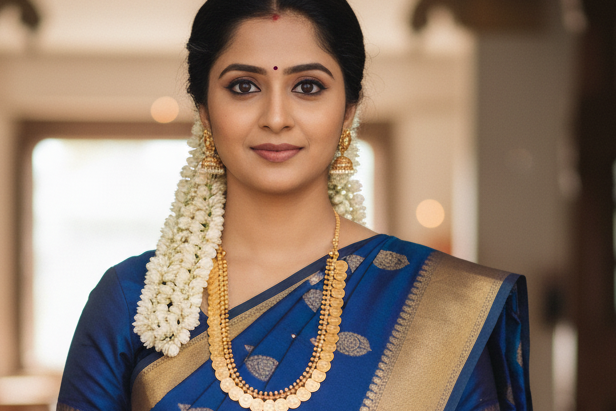 22K Gold Plated Lakshmi Kasu Mala Necklace (Kasulaperu) | Traditional South Indian Coin Haram