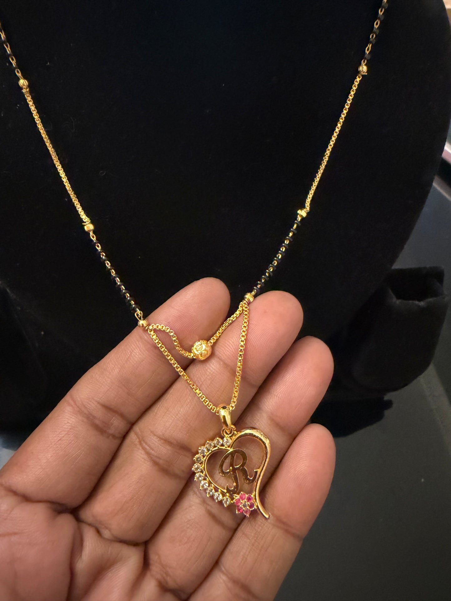 ✨ Personalized Alphabet Mangalsutra Pendant 💛