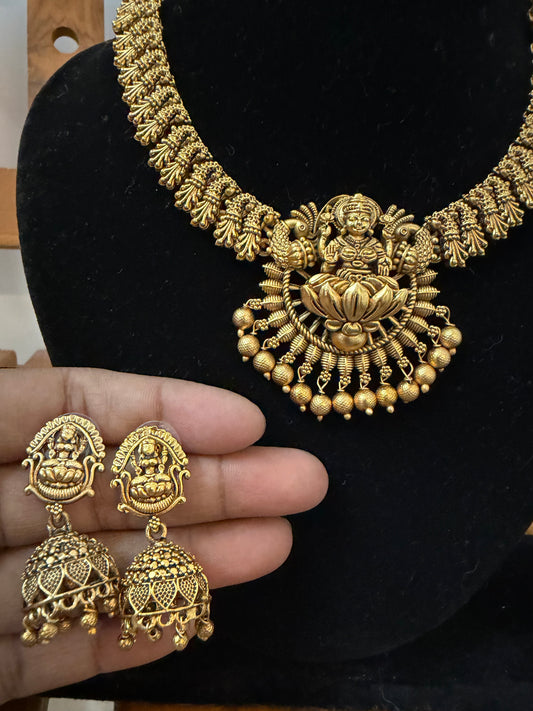 Premium Lakshmi Necklace set with Jhumka