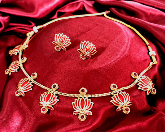 THE RED PADMA SAUBAGYA  ADJUSTIBLE CHOKER/NECKLACE FROM " THE PADMA " collections.