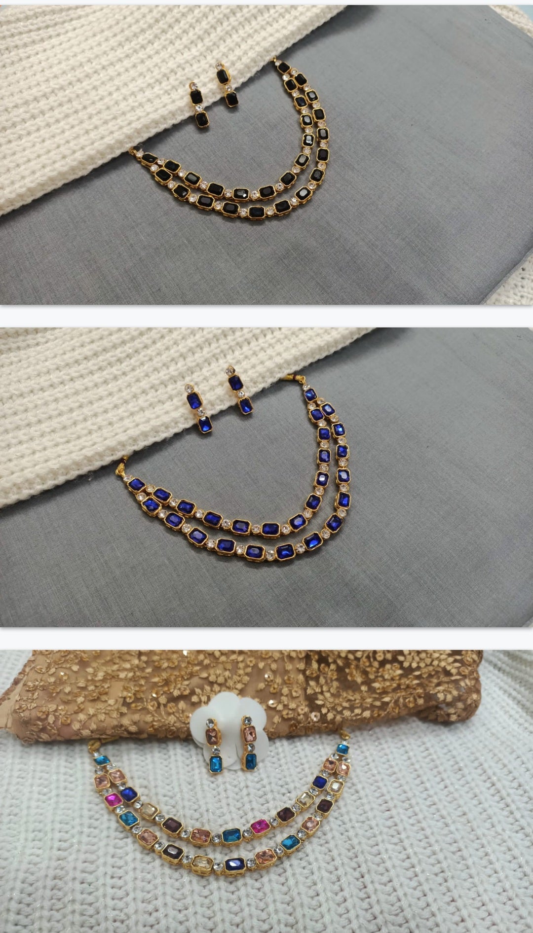 Double layer chocker with glass stones