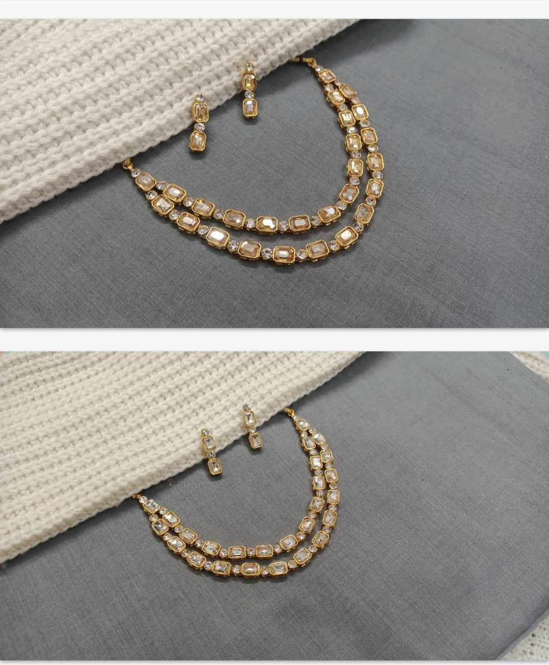 Double layer chocker with glass stones