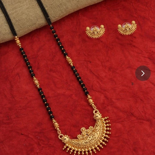 Traditional mangalsutra with half moon pendant