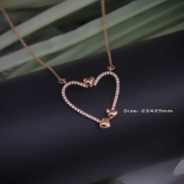 Rose Gold Heart CZ Pendant Necklace | Elegant Imitation Jewellery I CODE JB 9201