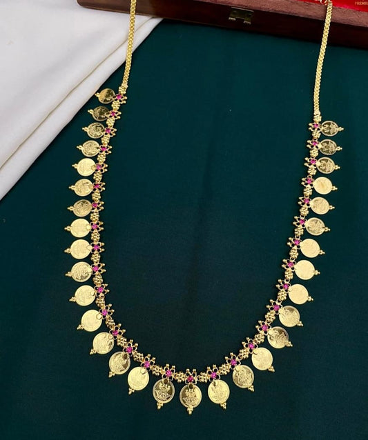 Divine Goddess Lakshmi Ruby Kaasumala (Coin Necklace)
