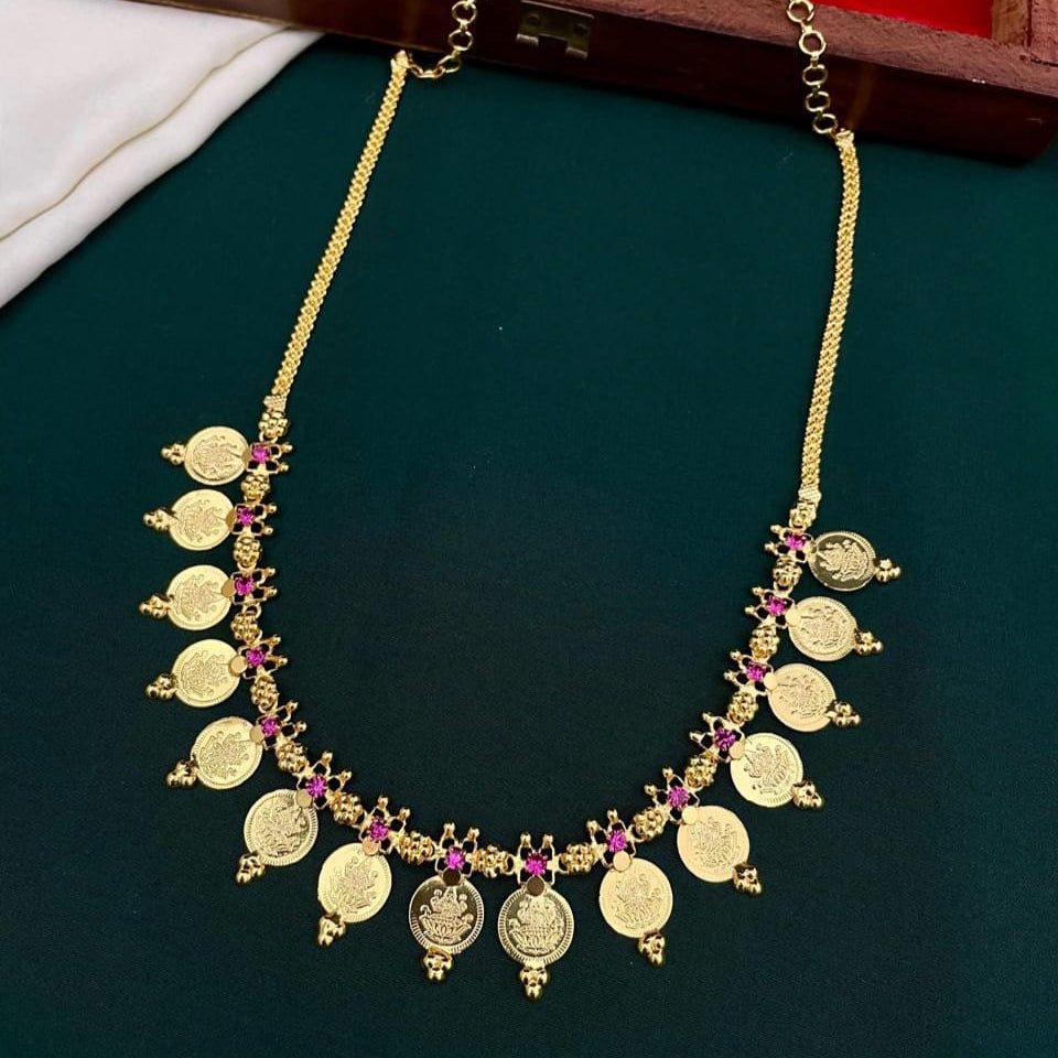 Divine Goddess Lakshmi Ruby Kaasumala (Coin Necklace)
