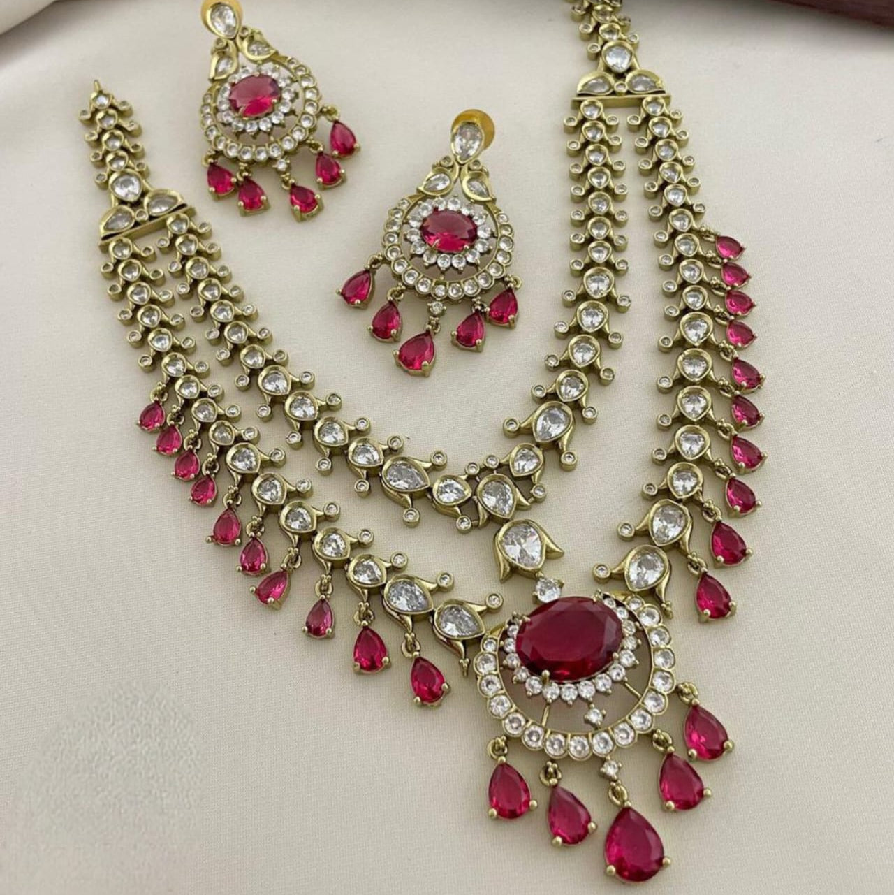 Kundan Necklace Set EKAD1 | Bridal & Temple Style Imitation Jewellery for Weddings & Festive Wear