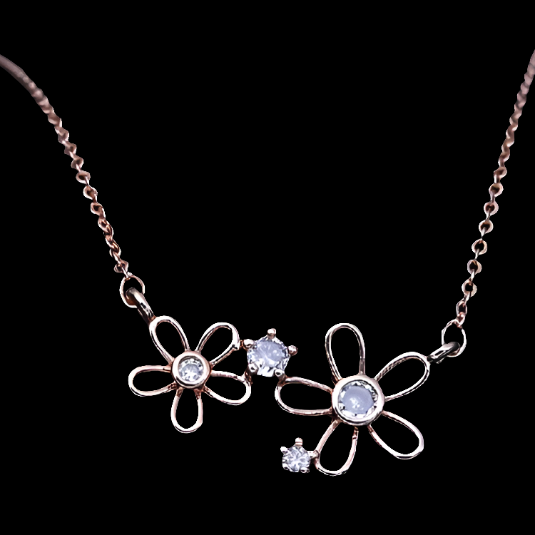 CZ ROSEGOLD CHAIN FLOWER PENDANT 2F