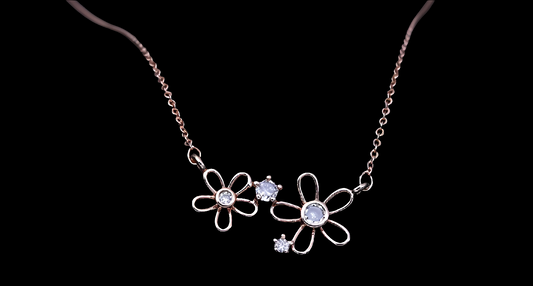 CZ ROSEGOLD CHAIN FLOWER PENDANT 2F