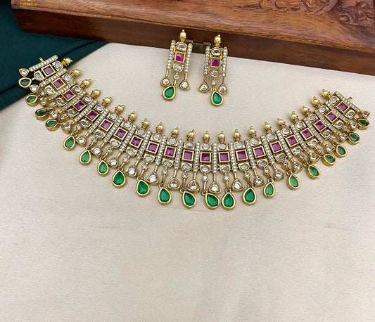 Royal ruby emerald Premium Kundan set : Code SK 1220
