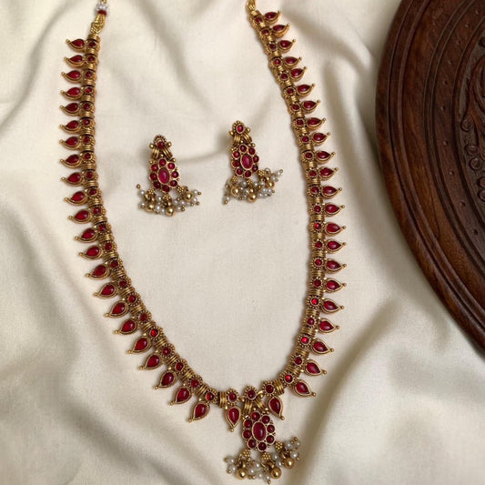 Traditional Ruby Green Temple Necklace Set | South Indian Imitation Jewellery I CODE NK2800