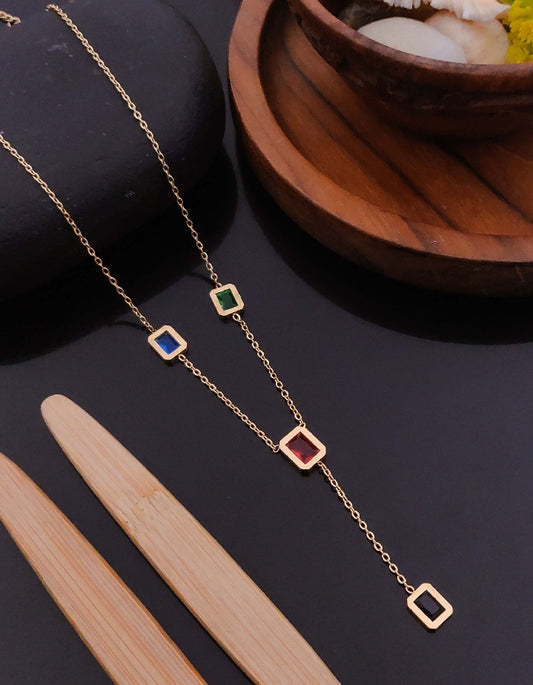 Multicolor Stone Chain Necklace – Elegant Daily Wear Jewellery Code: SP1501