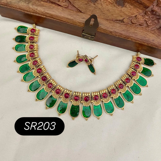 Budget Palakka Necklace with earrings: Code SR203