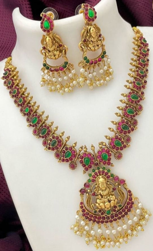 South Indian temple jewelry/ Antique Gold finish jewelry