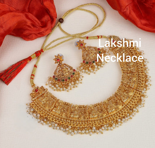 Lakshmi necklace  set with Pearl Hanging