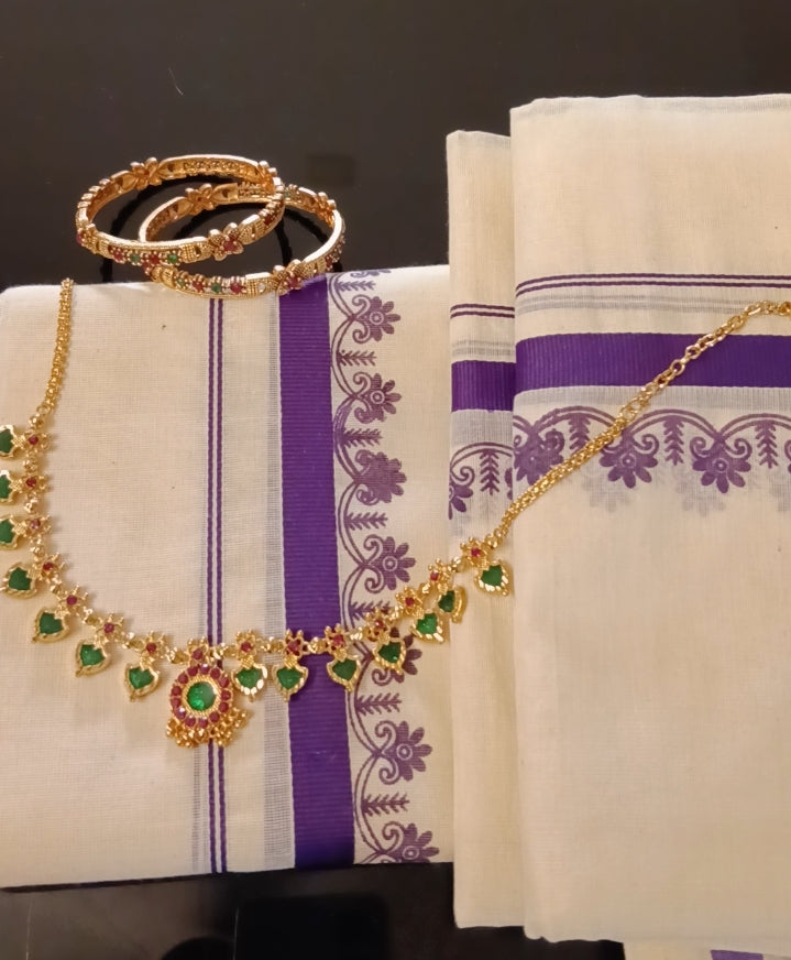 Vishu 🌼 Special offer| Set mundu+ Necklace set I Code: VISHUOFFER SET 1