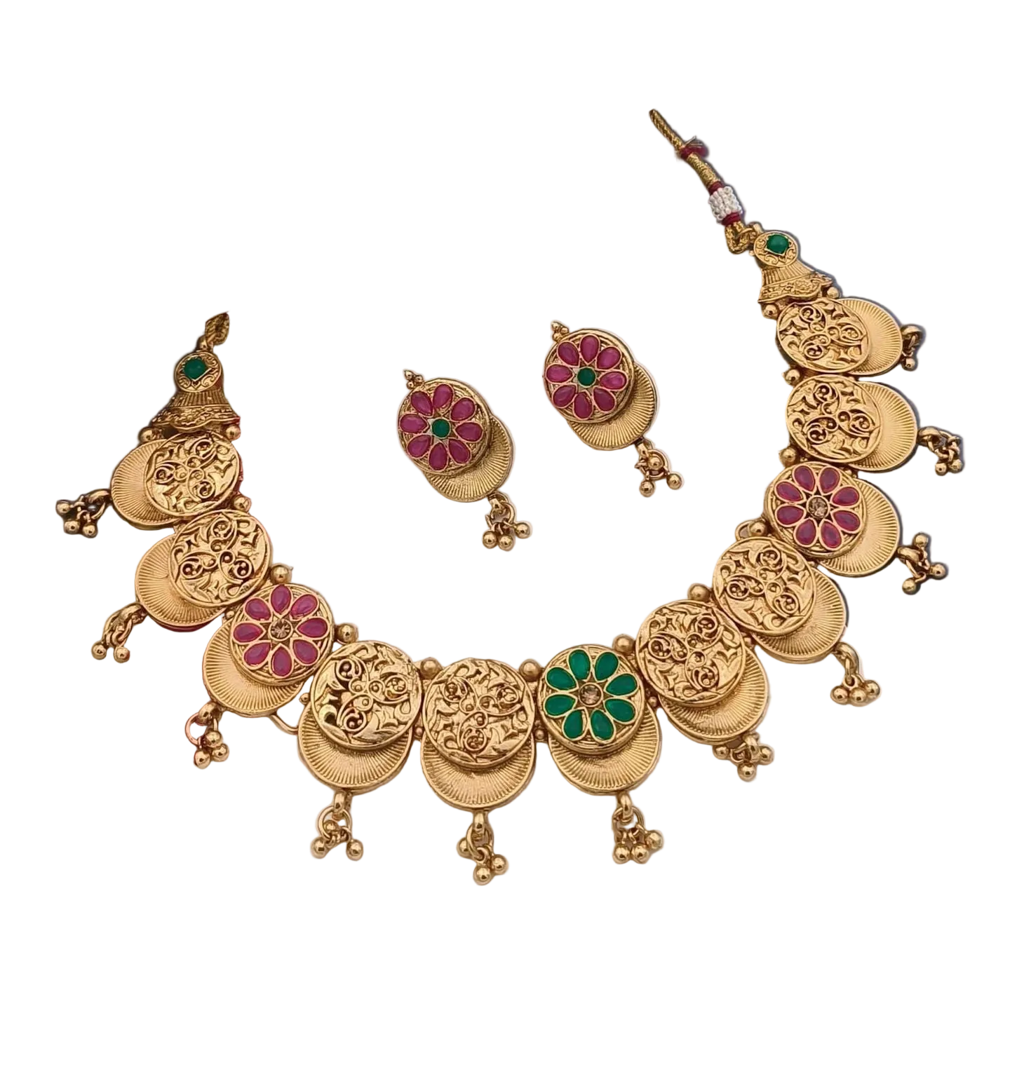 Flexible non idol coin necklace with  earrings: Code: S1550