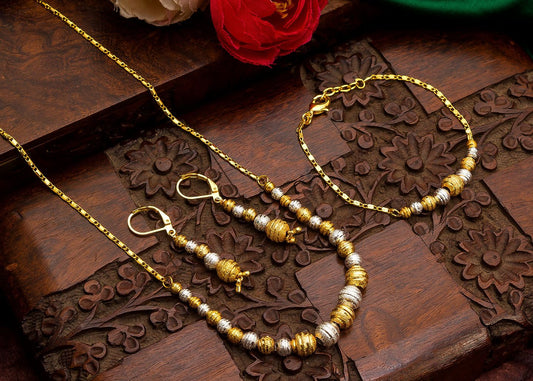 Dual-Tone Gold & Silver Set | Necklace/Haram | Code:SP9002