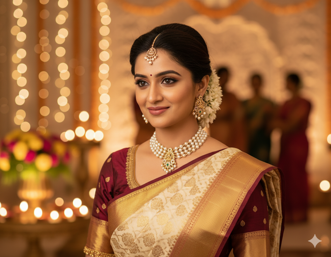 Triple layer Pearl choker