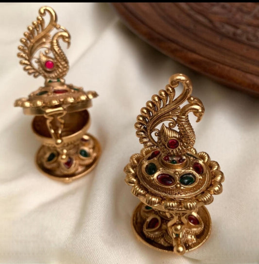 Antique peacock design kumkum box